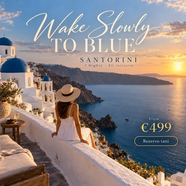 An ad for Santorini