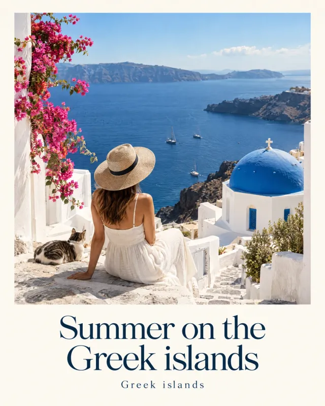 Summer on the islands in Greek islands: an ad made by TourixAI