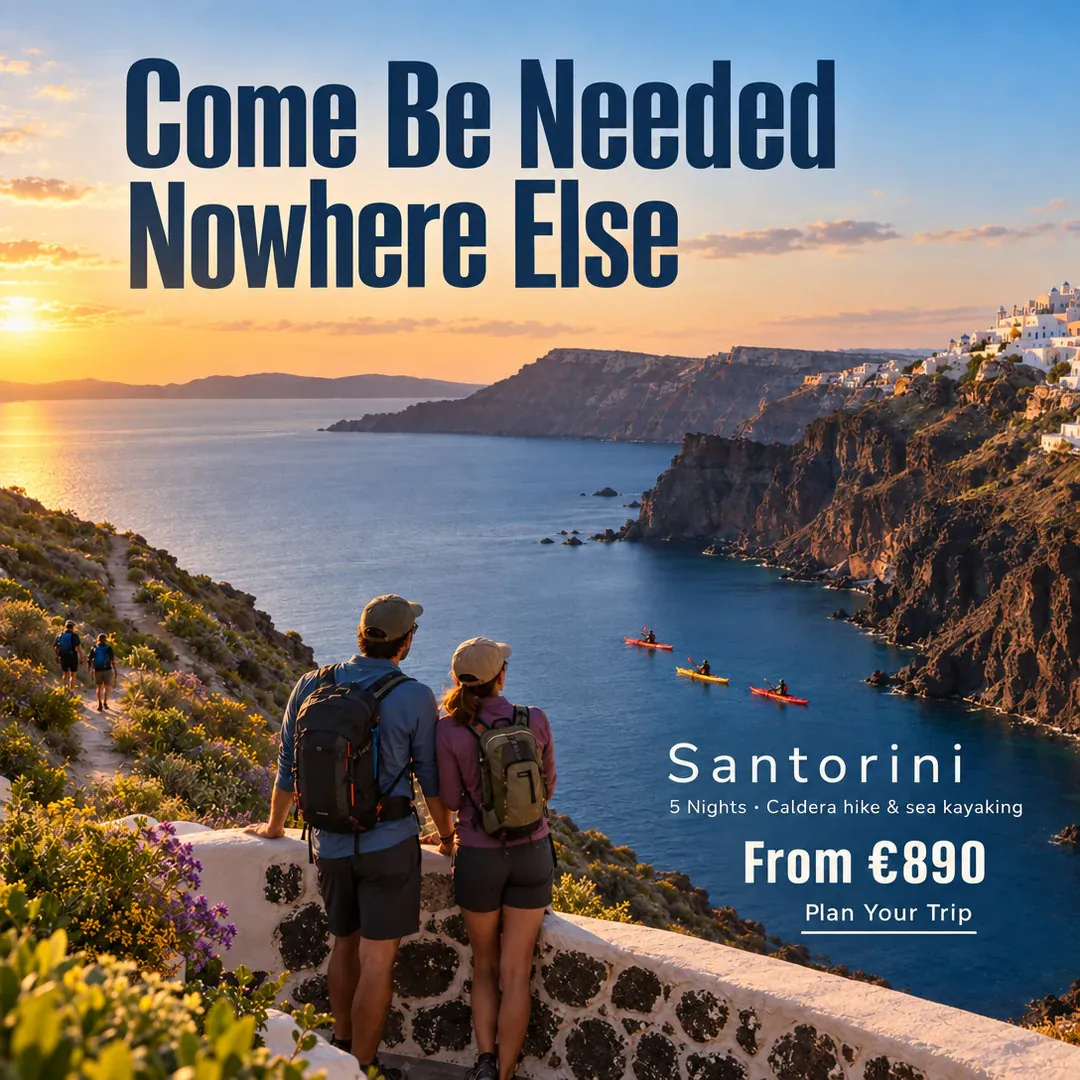 An ad for Santorini with the agency's logo in its corner