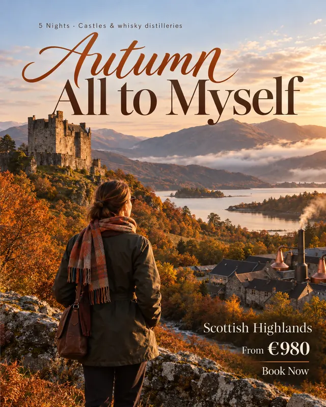 An image ad for the Scottish Highlands, made by TourixAI